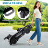 Kids ride-on car Mercedes-AMG GT3 in black with transport wheels and convenient handle for easy mobility.