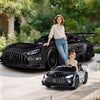 12V kids ride-on car in black, licensed Mercedes-AMG GT3, features adjustable speed and parent remote control for.