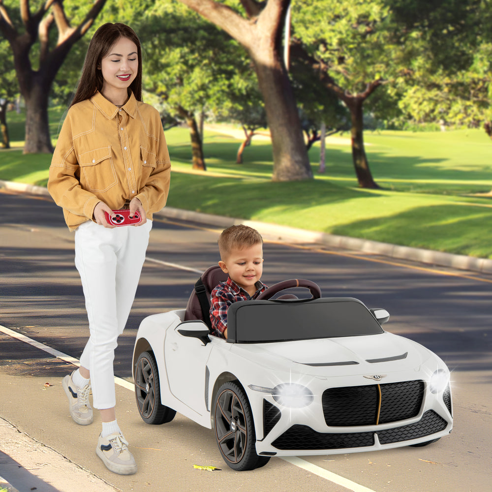 12V Powered Car Kids Ride-on Racer Car Licensed Bentley Bacalar-White - Gallery View 1 of 11