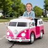12V Ride On Car Licensed Volkswagen Ride-on Bus with Cup Holder and LED Headlights for 3+ Years Old-Pink - Gallery View 1 of 11