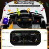 Chevrolet ride-on truck dashboard featuring MP3 player, USB, and wireless connection for kids' music enjoyment.
