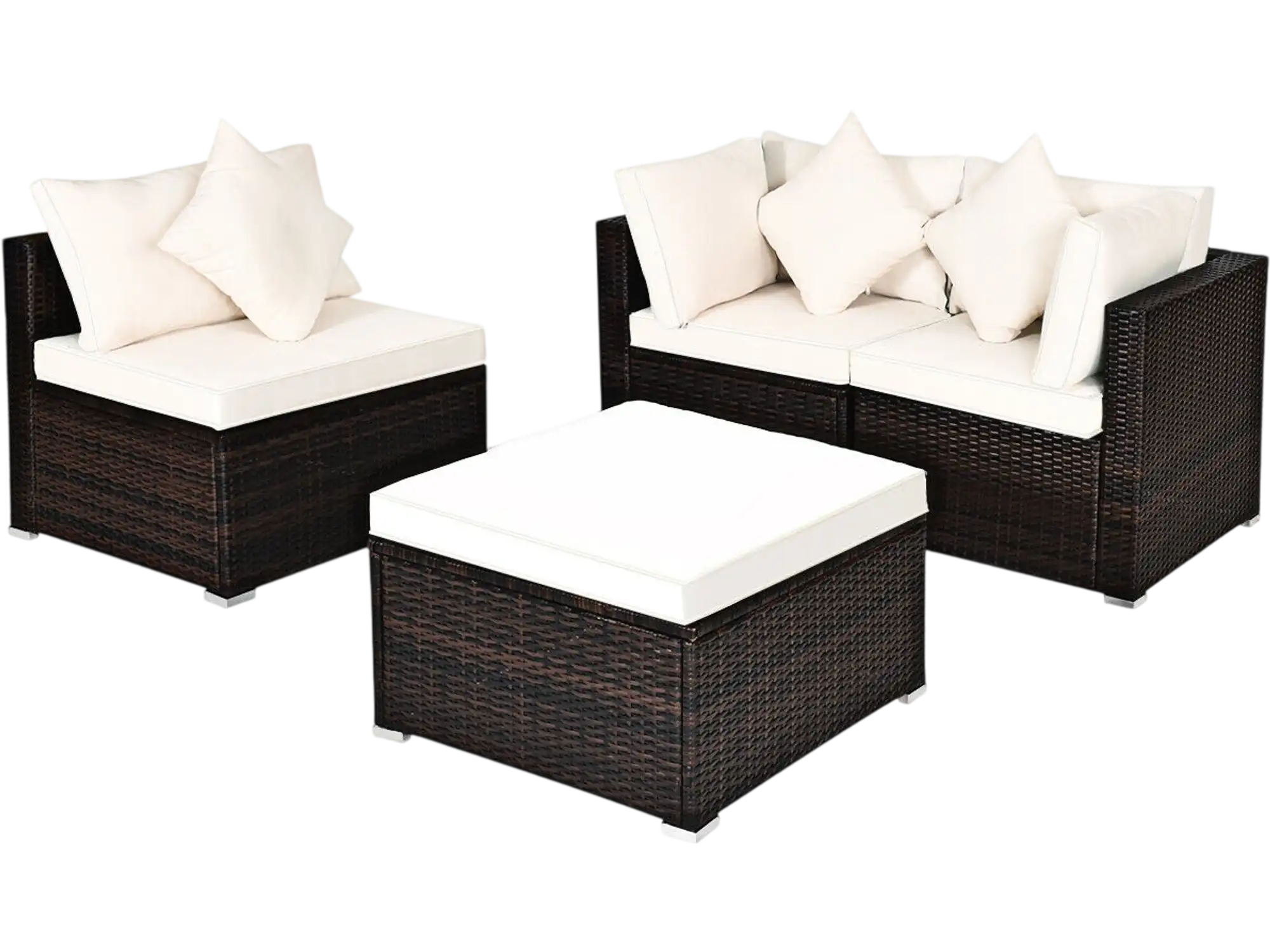 Costway 4-Pc Patio Rattan Furniture Set Removable Cushions Pillows 60283571 New