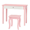 Kids pink dressing table set with tri-folding mirror and chair, made of sturdy MDF, perfect for bedroom or playroom use.