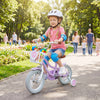 Adjustable 12-inch kids bike with removable basket, dual brake system, and training wheels for safe, smooth riding.