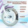 Close-up of the 12-inch kids bike's wear-resistant rubber pneumatic tire, featuring a durable rubber outer and.