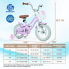 Adjustable 12-inch kids bike in pink with removable basket, dual brake system, and training wheels for safe riding.