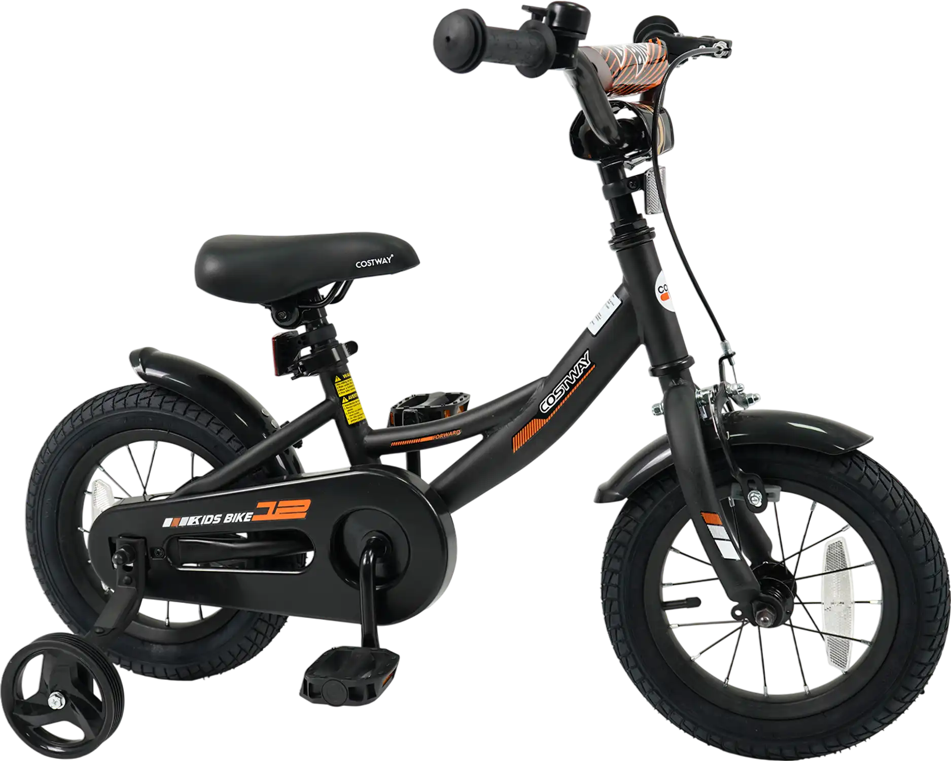 Costway Kids Bike w/ Removable Training Wheels Adjustable Seat Black 37502060 New