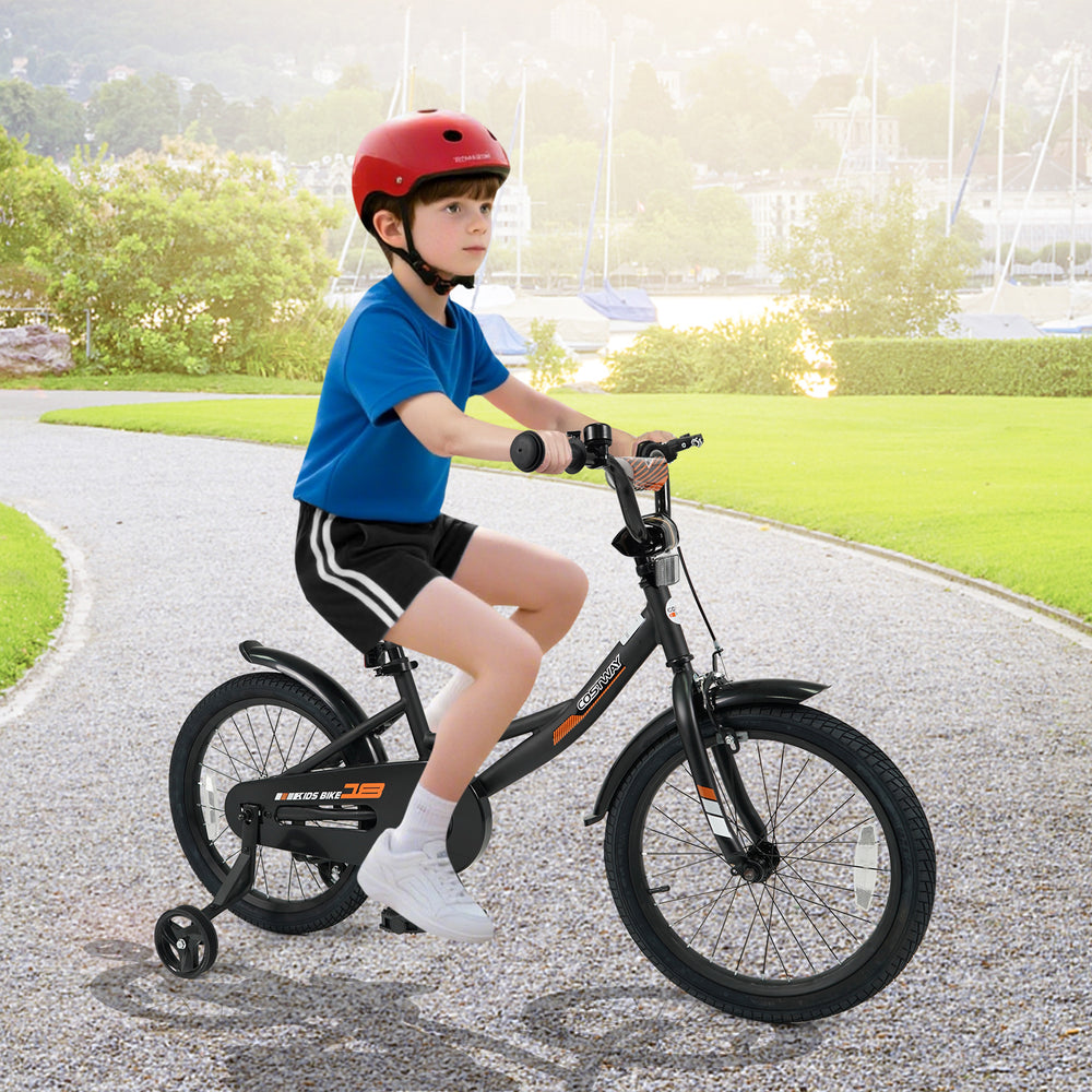 12/14/16/18 Inches Kids Bike with Removable Training Wheels and Adjustable Seatfor 3-8 Years Old Black-18 inches - Gallery View 1 of 10