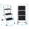 Folding 3-step ladder with handgrip, anti-slip platform, and sturdy design for safe home or office use.