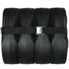 Set of 4 black canopy weights, 20lbs each, designed for secure stacking and outdoor use with no-pinch installation.