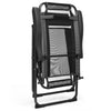 Adjustable gray folding chair with headrest, made of steel and oxford fabric, perfect for outdoor relaxation.