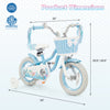 Kids bike with adjustable seat and handlebar, blue Princess of the Sea theme, includes basket and streamers for fun.