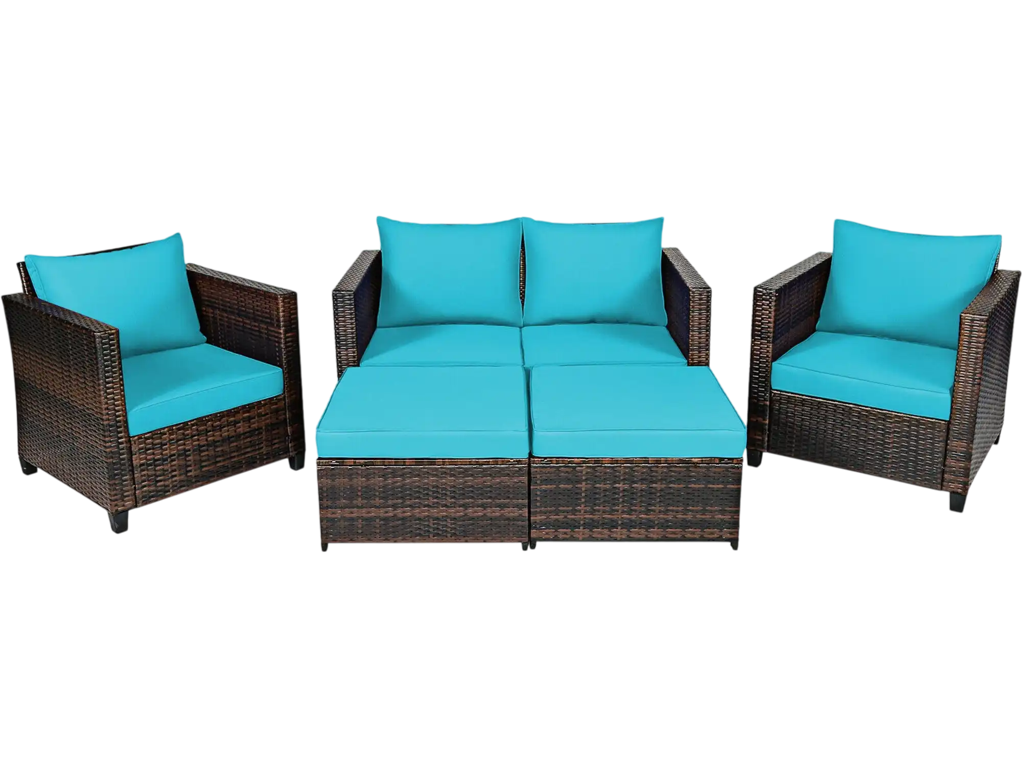 Costway 5-Piece Patio Rattan Furniture Set w/ Removable Cushions 21946308 New