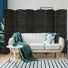 6-panel black weave folding room divider screen, 6.5 ft tall, ideal for creating private spaces in any room.