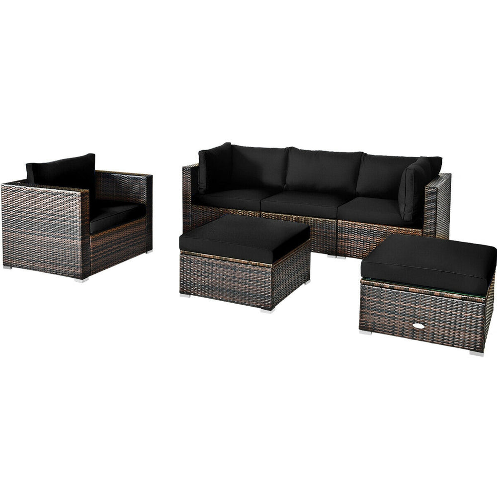 Costway Patio Rattan Furniture Set with Sectional Cushion 6 Piece New