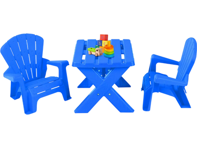 Costway 3-Piece Plastic Kids Play Table & Chair Set 51846203 New