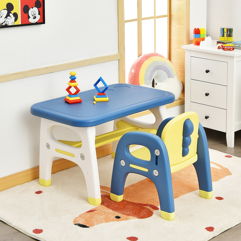 Kids Activity Table and Chair Set with Montessori Toys for Preschool and Kindergarten-Blue - Gallery View 1 of 12