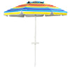 Multicolor 7.2ft portable beach umbrella with tilt mechanism and sand anchor for optimal shade at the beach or patio.