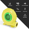 Yellow 735W blower for inflatable water park bounce house, designed for high efficiency and energy saving.