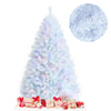 Close-up view of the 6ft iridescent tinsel Christmas tree's glittery branch tips, adding eye-catching charm for holiday.