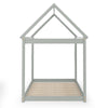 Gray Stable Kids Platform Floor Bed with roof, sturdy wooden frame, and heavy-duty slats for toddlers to teens.