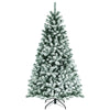 6-foot snow-flocked Christmas tree with 928 tips and metal stand, featuring warm white lights for festive ambiance.