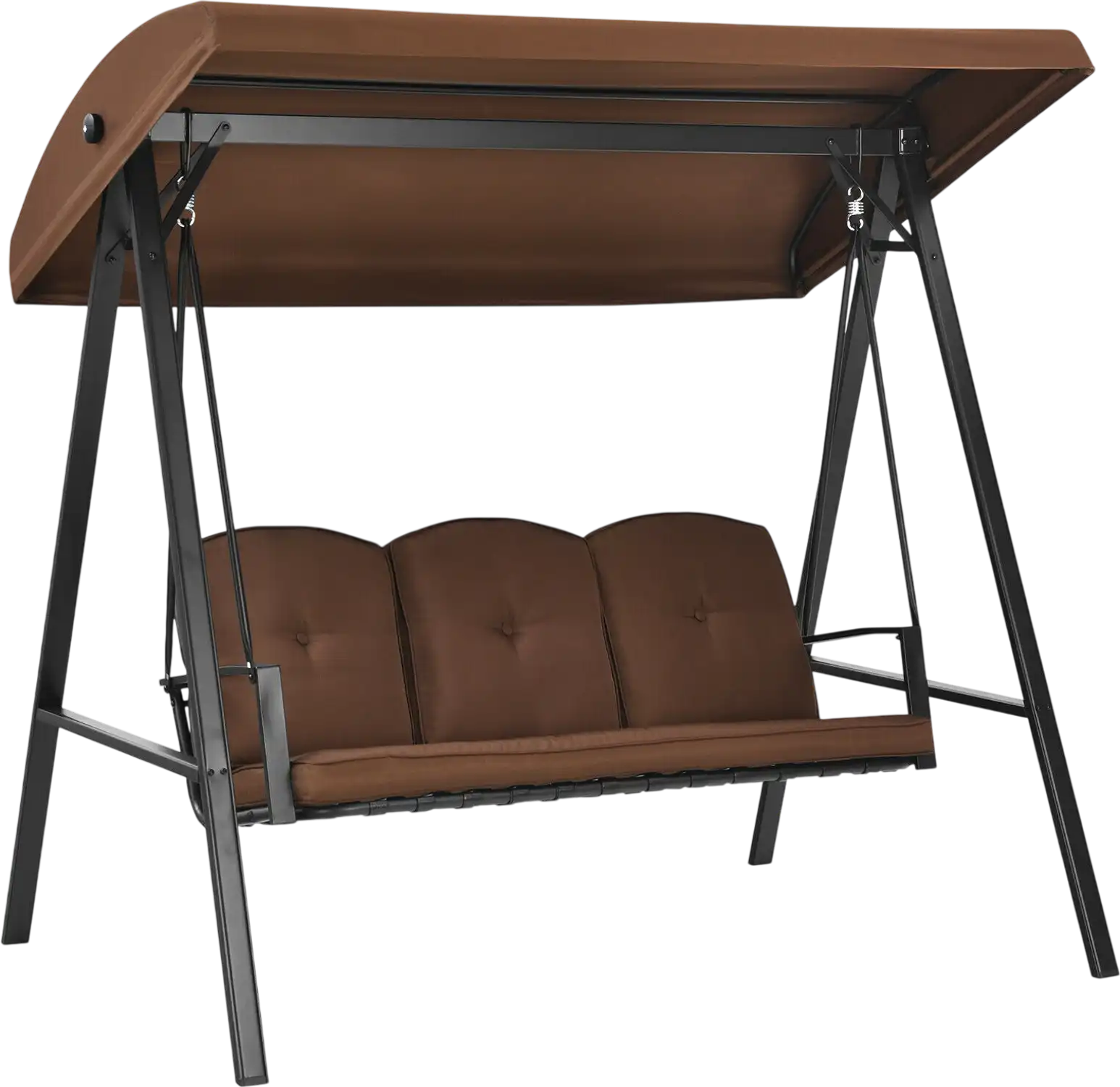 Costway 3-Seat Outdoor Porch Swing w/ Adjustable Canopy Cushions Coffee 93785026 New