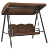 Outdoor 3-Seat Porch Swing with Adjust Canopy and Cushions-Coffee - Gallery View 1 of 12
