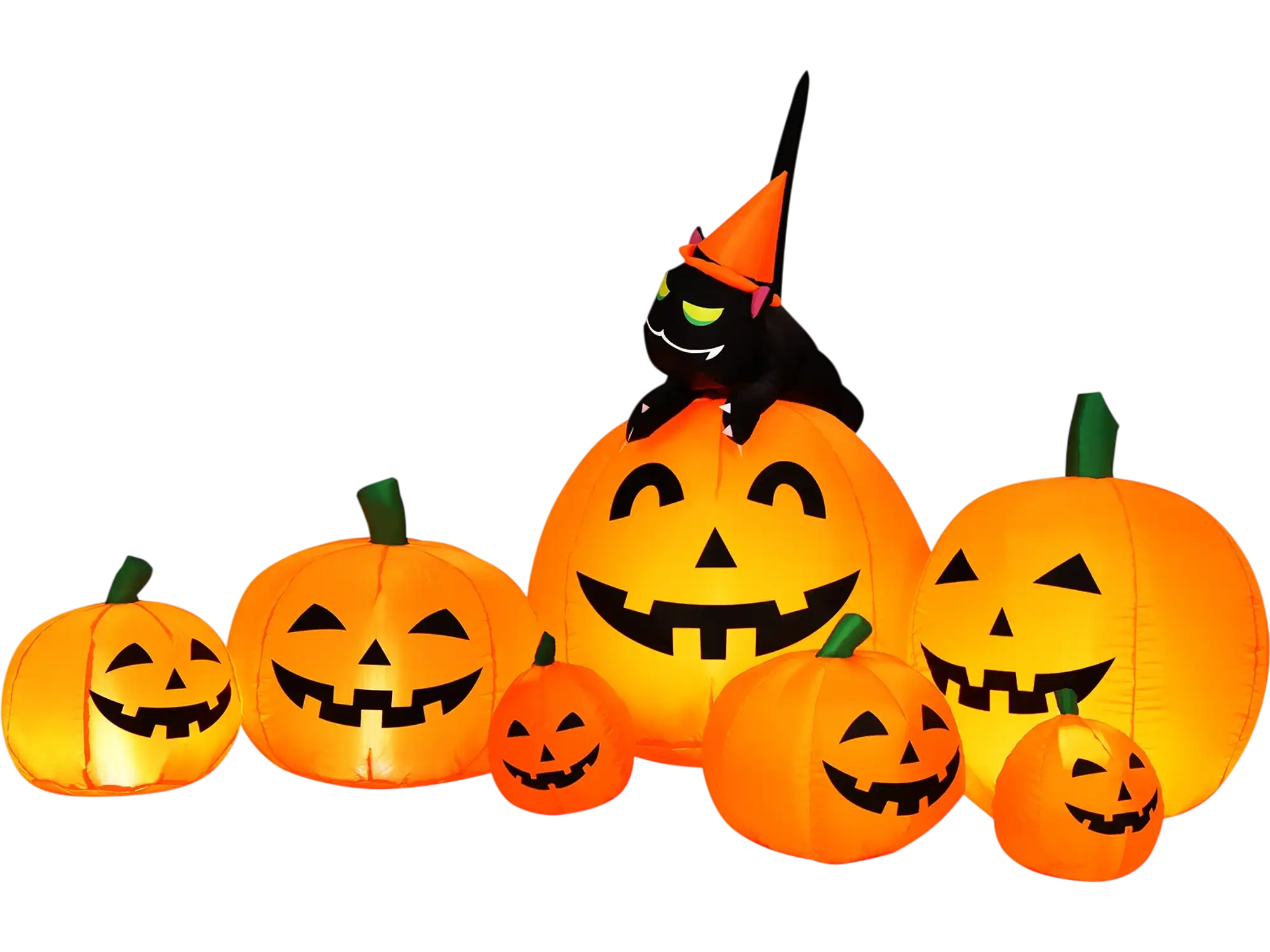 Costway 7.5' Halloween Inflatable Pumpkin Witch Black Cat Decoration 98352740 New