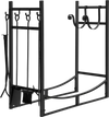 30-inch firewood rack with 4 tool set, featuring kindling holders for organized indoor and outdoor firewood storage.