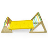 3-in-1 wooden triangle climber set with yellow ramp, designed for kids' motor skills and safe play, suitable for home.