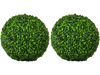 Set of two 15.7-inch artificial boxwood topiary balls made of eco-friendly PE leaves, ideal for indoor or outdoor decor.