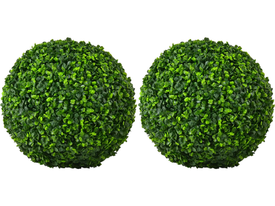 Costway 2-Piece Artificial Topiary Faux Boxwood Ball Plants 19648372 New