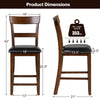 Counter height chair set with leather seat, rubber wood legs, and curved backrest for comfort and support.