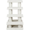 4-step carpeted cat stairs in beige with scratching posts, providing stability and comfort for pets to climb and relax.