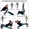 Folding weight bench in blue for versatile workouts, featuring adjustable positions for sit-ups, push-ups, and leg.