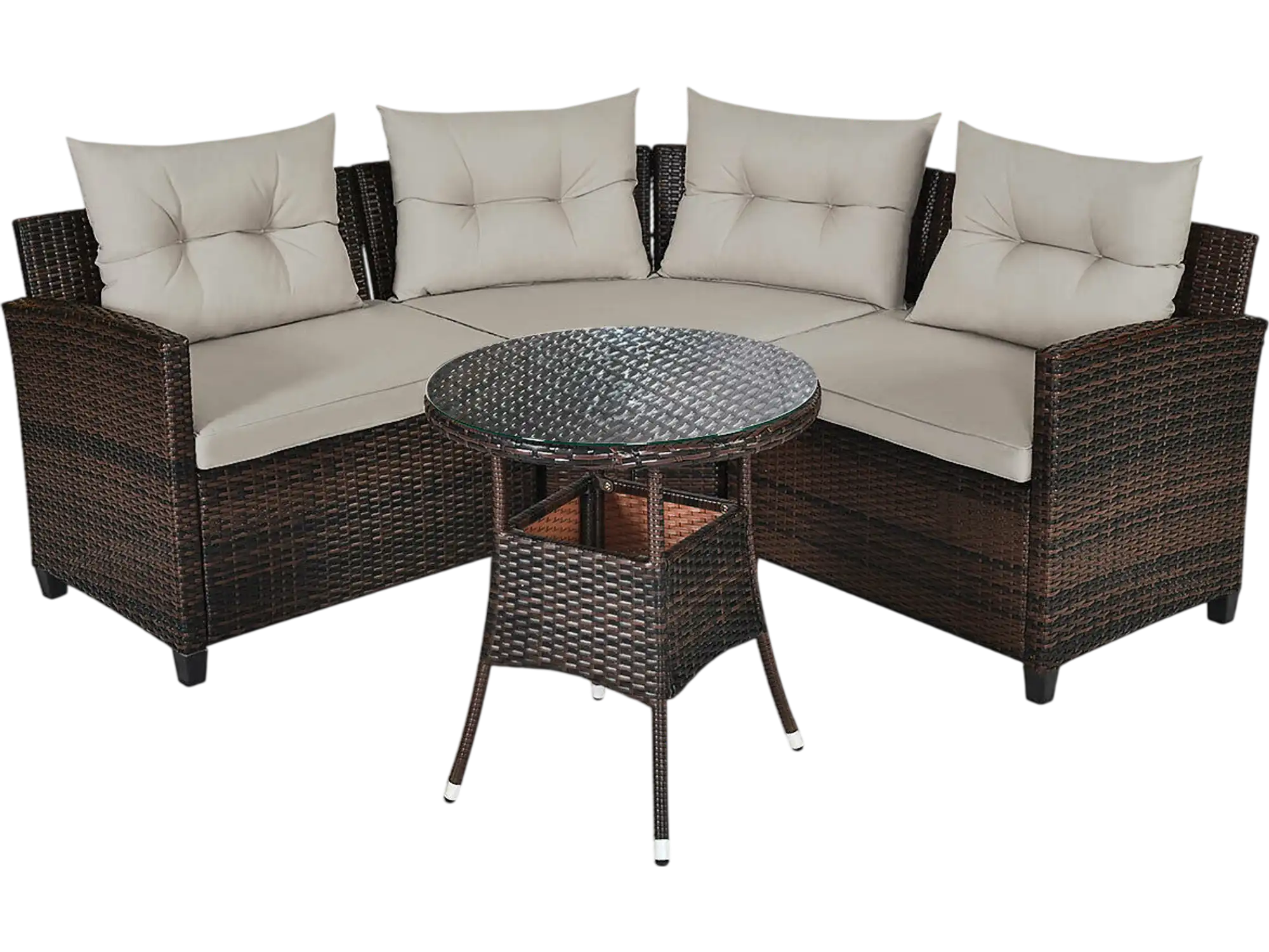 Costway 4-Piece Outdoor Cushioned Rattan Sofa Furniture Set 21935806 New
