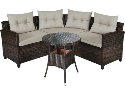 Costway 4-Piece Outdoor Cushioned Rattan Sofa Furniture Set 21935806 New