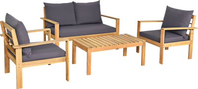 Costway Patio Furniture Set 4 Pieces Acacia Wood with Water Resistant Cushions New