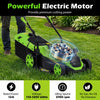 Adjustable 13.5-inch electric lawn mower with a 12A motor, foldable handle, and 35L collection box for efficient mowing.