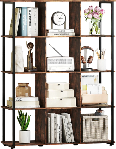 Costway 12-Cube Bookcase Bookshelf Rustic Brown 945781236 New