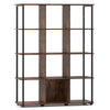 12-cube bookcase in rustic brown with open back design, sturdy metal frame, ideal for living room storage and display.