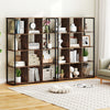 12-cube bookcase in rustic brown with open back design, perfect for displaying books and decor in living rooms.
