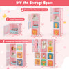 12-cube pink kids wardrobe closet with doors, featuring flexible arrangement and hanging section for versatile storage.