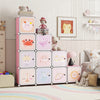 12 Cube Kids Wardrobe Closet with Hanging Section and Doors-White and Pink - Gallery View 1 of 10