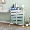 12-Drawer Rolling Storage Cart with Removable Drawers and Lockable Wheels-Green Gradient - Gallery View 1 of 10