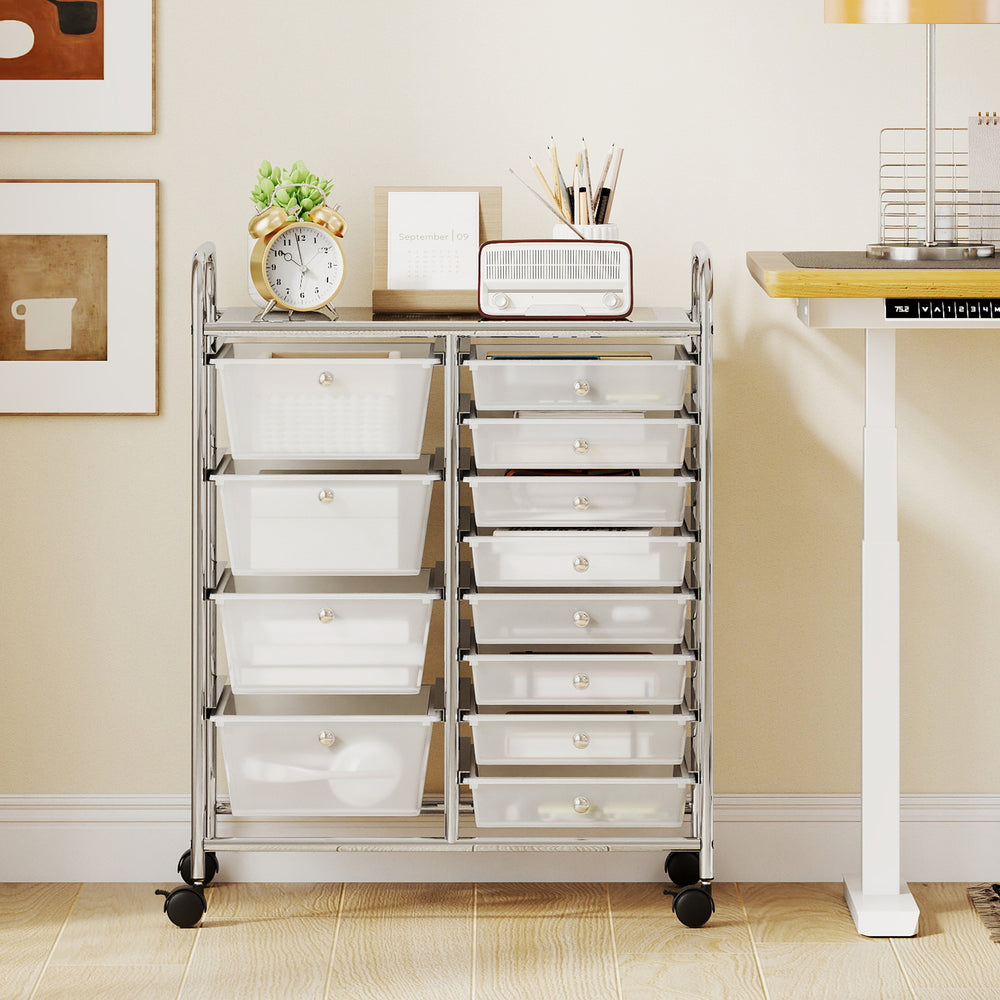 12-Drawer Utility Rolling Cart with Drawers Multi-Use Storage-Transparent - Gallery View 1 of 10