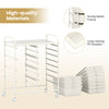 Utility rolling cart with a sturdy metal frame and sleek handles, featuring 12 drawers for organized and easy-access.