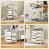 12-drawer utility rolling cart in white with removable drawers, ideal for office, craft, or salon storage.