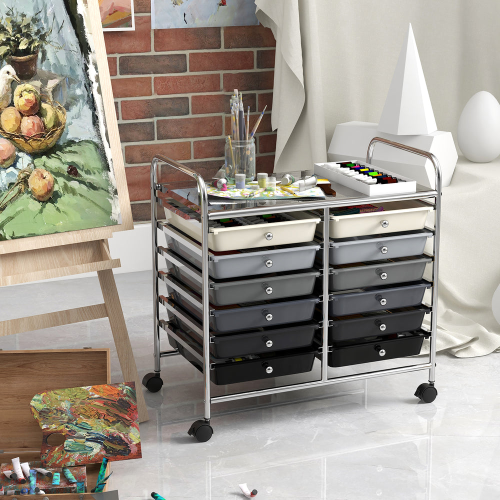 12 Drawers Rolling Storage Cart for Home and Office-Gradient Grey - Gallery View 1 of 10